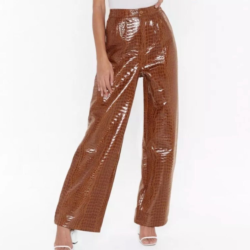 Nasty Gal: Can't Croc Me Now Vinyl Wide-Leg Pants